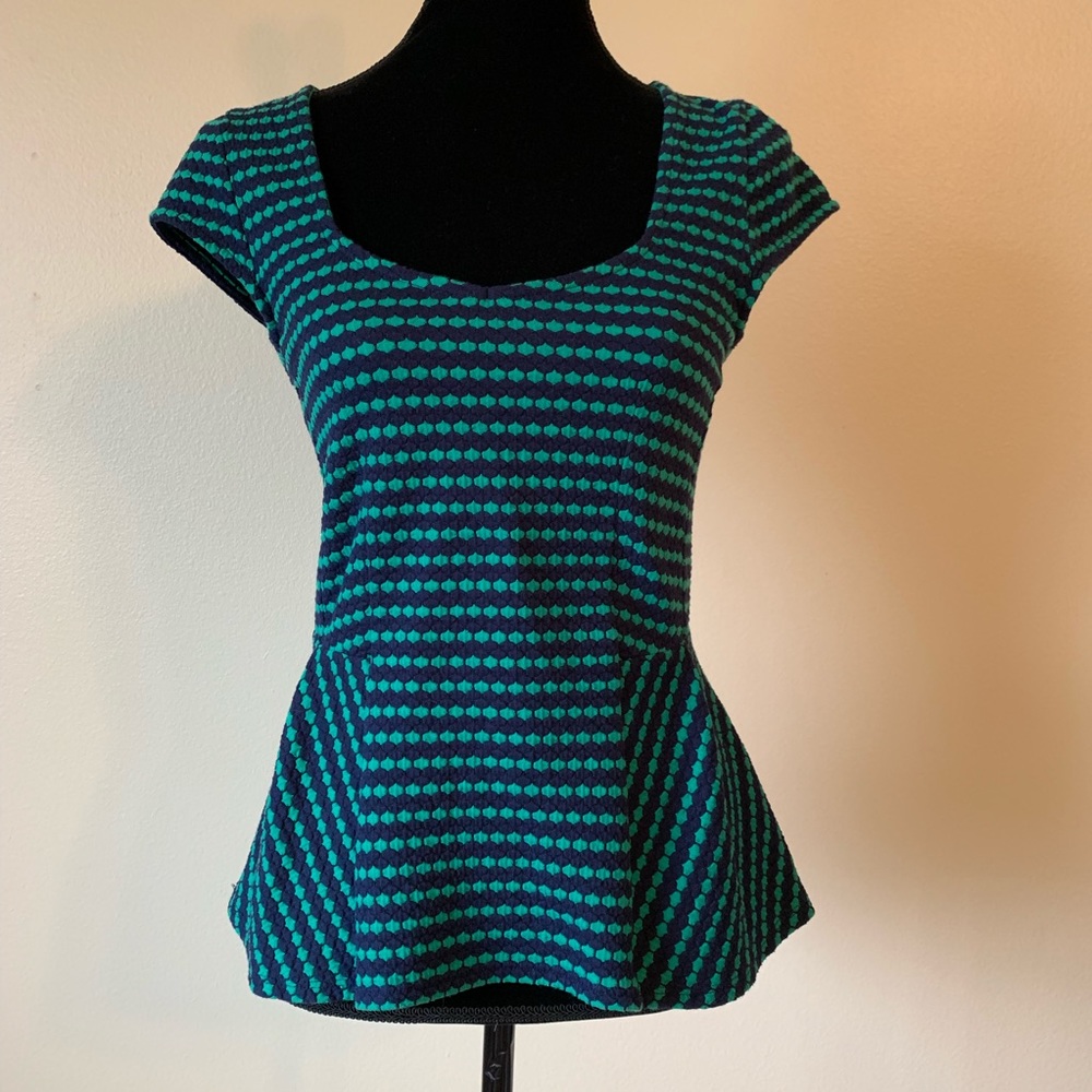 Anthropologie postmark green blue peplum top
